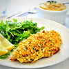 Panko and Parmesan Crusted Flounder Over Brown Rice  -  Fish