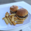 Mini Cheeseburger Sliders with Le Bus Rolls & Fries*
