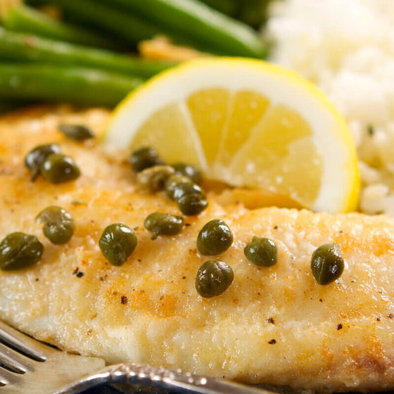 Flounder Piccata Over Rice (Individual Packets)*
