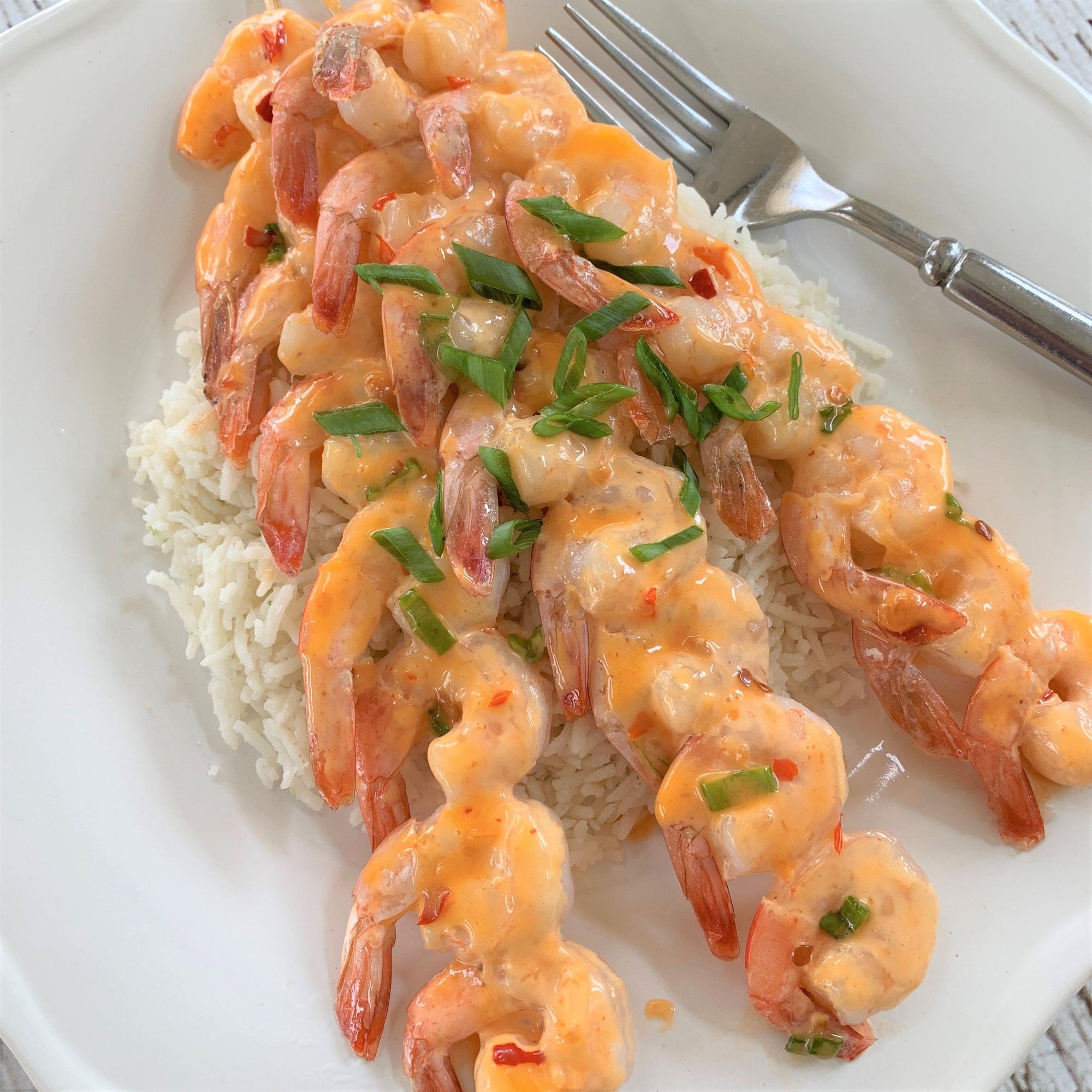 Bangin' Good Shrimp Skewers with Coconut Rice*