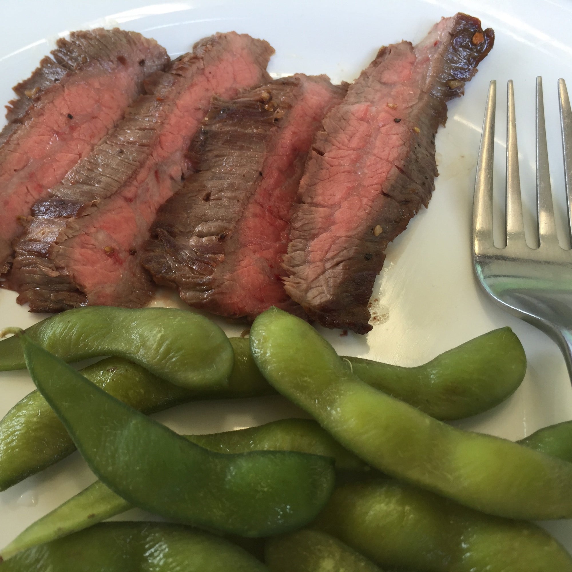 Asian Flank Steak with Edamame  -  Beef