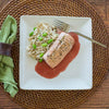 Asian Pomegranate Salmon over Brown Rice  -  Fish