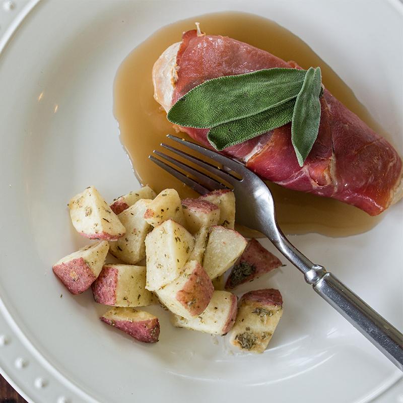 Chicken Saltimbocca with Wine Sauce*  -  Chicken