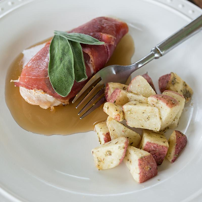 Chicken Saltimbocca with Wine Sauce*  -  Chicken