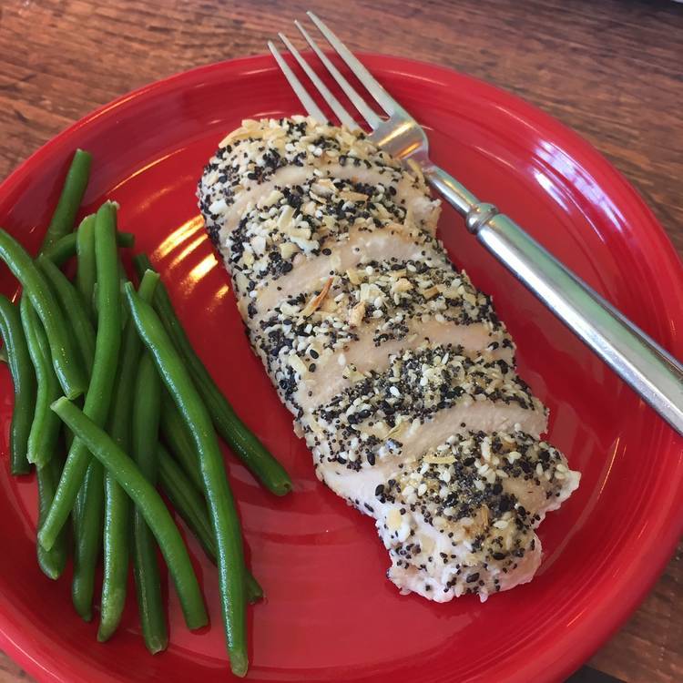 Everything (Except the) Bagel Stuffed Chicken with French Green Beans  -  Chicken