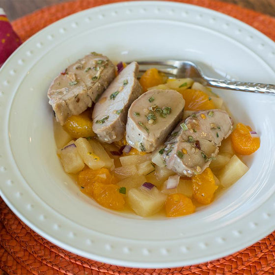 Jamaican Jerk Pork Tenderloin with Fruit Salsa and Basmati or Brown Rice*  -  Pork