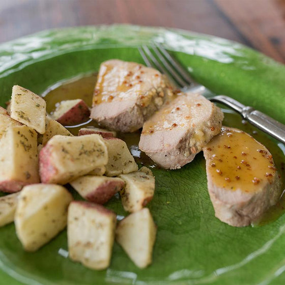 Maple Glazed Pork Tenderloin with Roasted Rosemary Potatoes  -  Pork