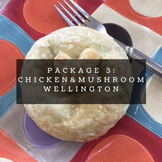 Package #3: Chicken & Mushroom Wellington Complete Dinner with Chocolate Strawberries for 2  -  Chicken