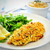 Panko and Parmesan Crusted Flounder Over Brown Rice*  -  Fish