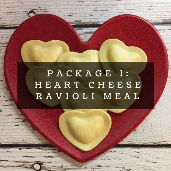 Valentine's Package #1: Heart Shaped Creamy Cheese Ravioli Complete Dinner*  -  Vegetarian