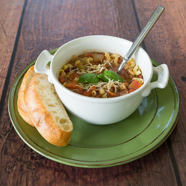 Vegetarian Pasta e Fagioli Stew with Ciabatta Bread  -  Vegetarian