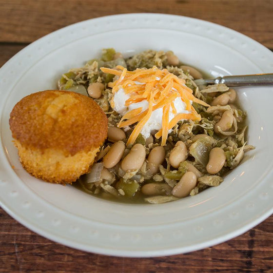 White Chicken Chili with Corn Muffins  -  Chicken