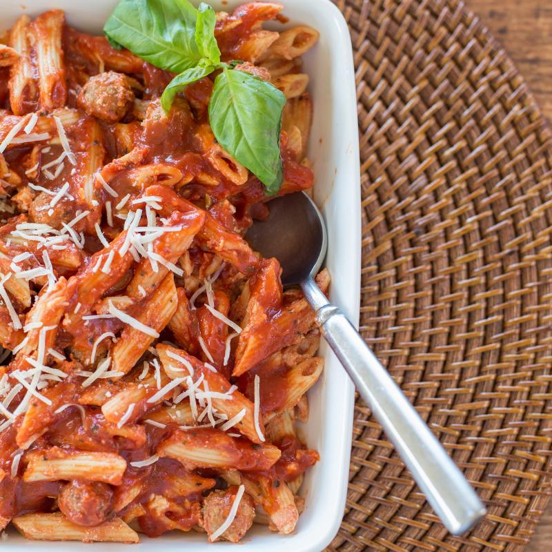 Ziti with Mini Meatballs & Ciabatta Bread (Now heat & eat!)  -  Beef